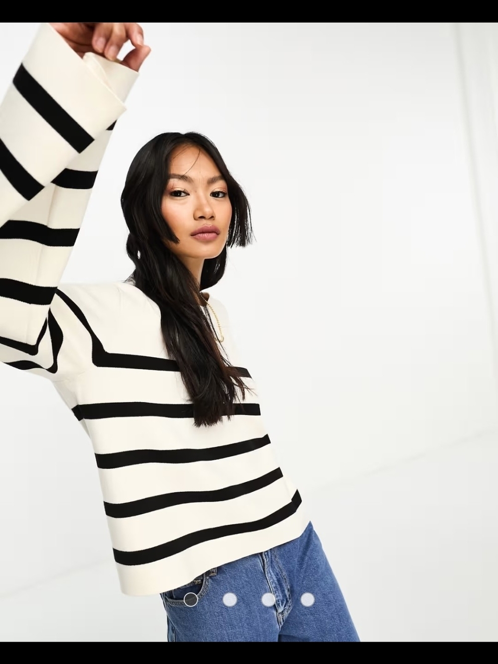 & Other Stories | Cream Ribbed Crewneck Sweater